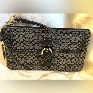 Coach Black and Gray Wristlet Clutch